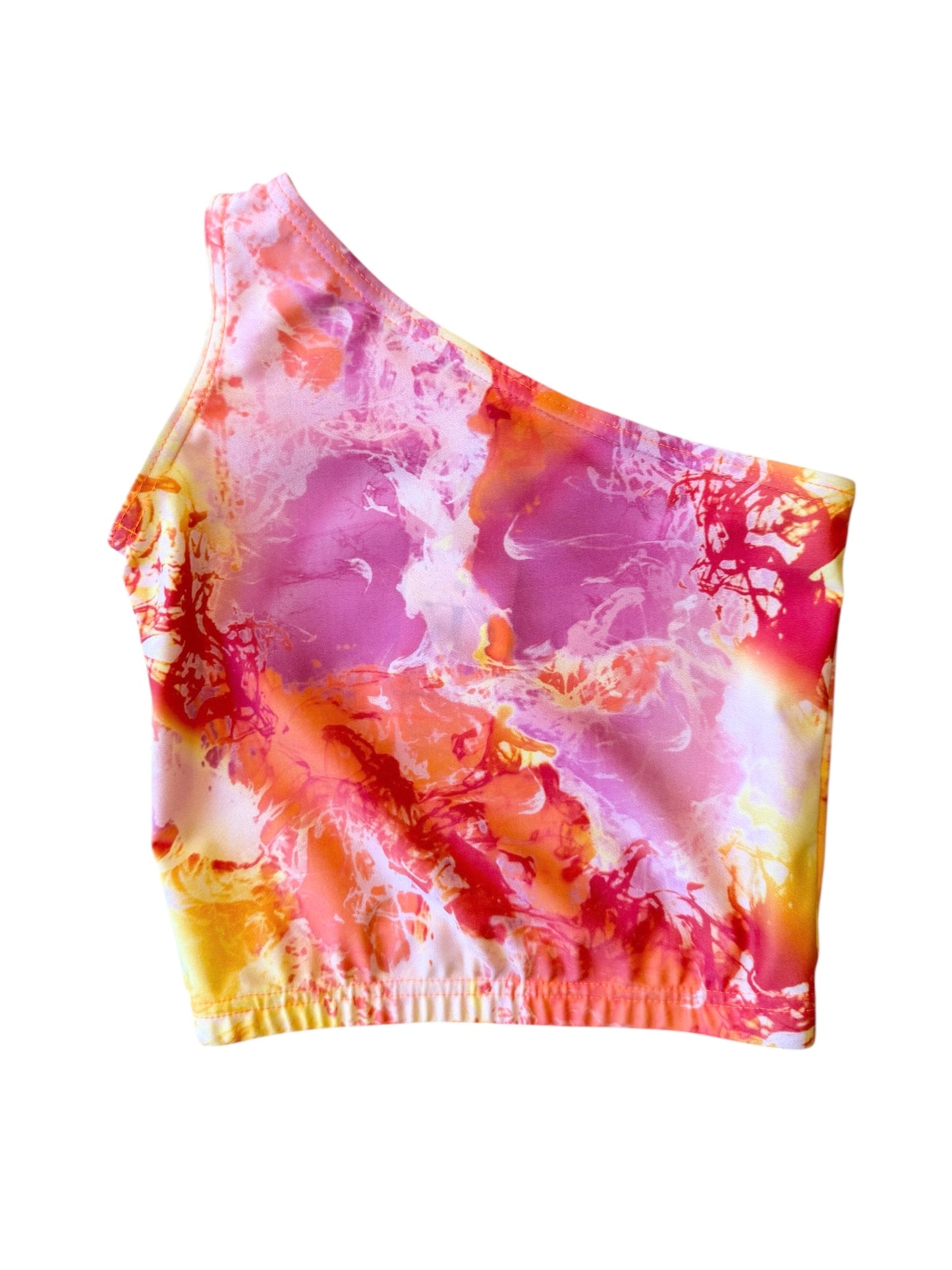 Skråtop i pinke nuancer. Str. 10 år.