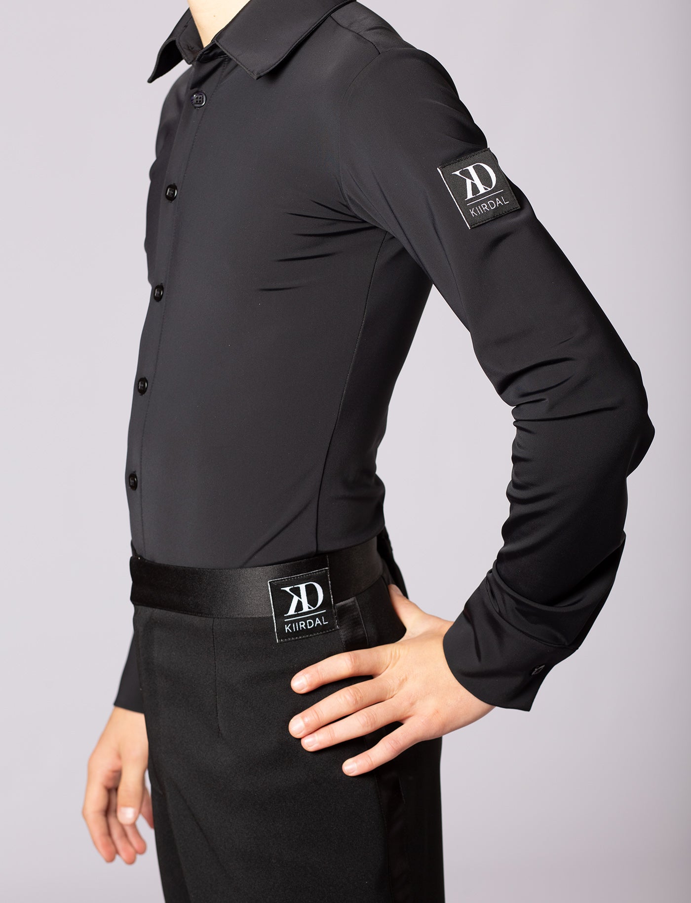 Herreskjorte/body i sort ØKO lycra